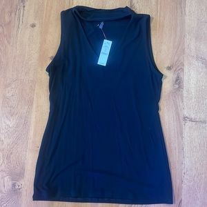 Sleeveless black top with choker neck
